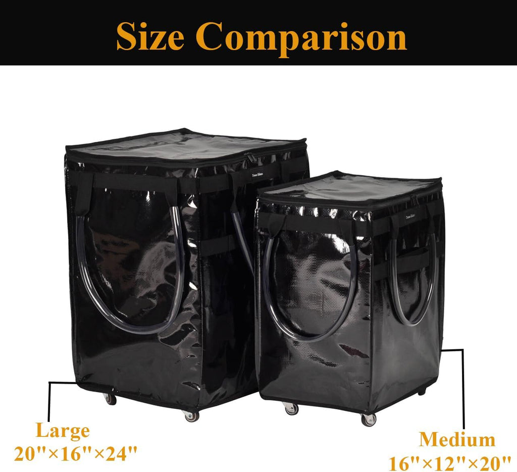 Grocery Bag On Wheels Large Capacity Shopping Trolley Foldable Rolling Tote Bag with Heavy Duty Handle for Travel