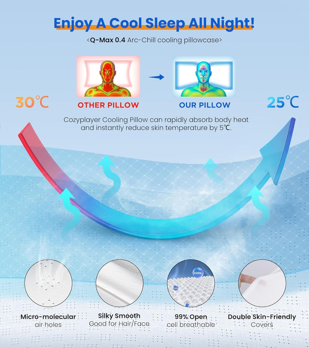 Last Day 50%OFF Ultra Pain Relief Cooling Pillow for Neck Support, Adjustable Cervical Pillow Cozy Sleeping