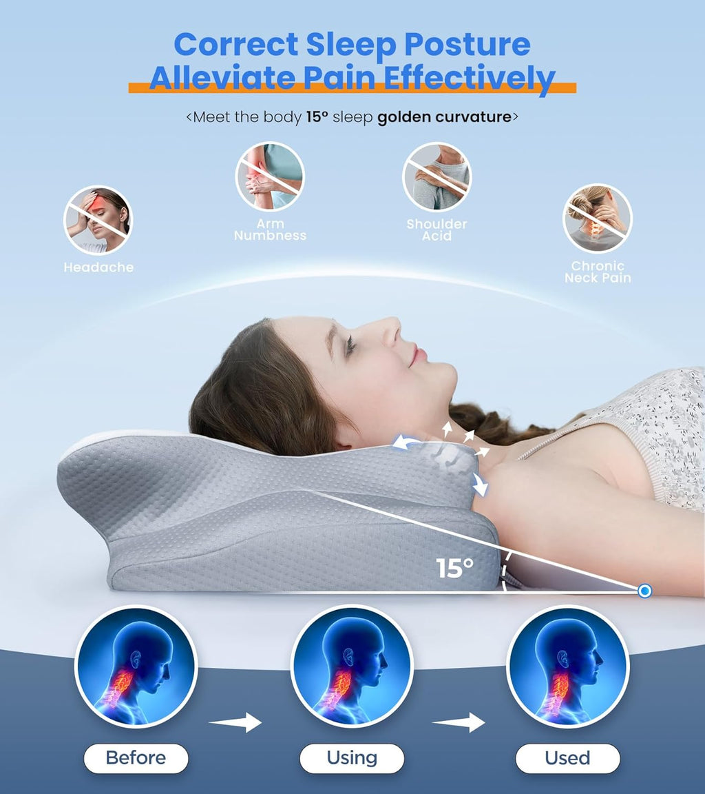 Last Day 50%OFF Ultra Pain Relief Cooling Pillow for Neck Support, Adjustable Cervical Pillow Cozy Sleeping