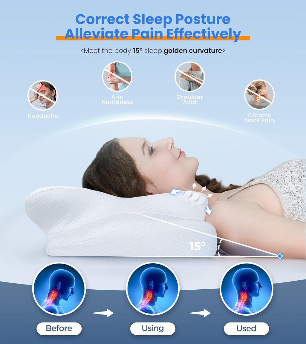 Last Day 50%OFF Ultra Pain Relief Cooling Pillow for Neck Support, Adjustable Cervical Pillow Cozy Sleeping