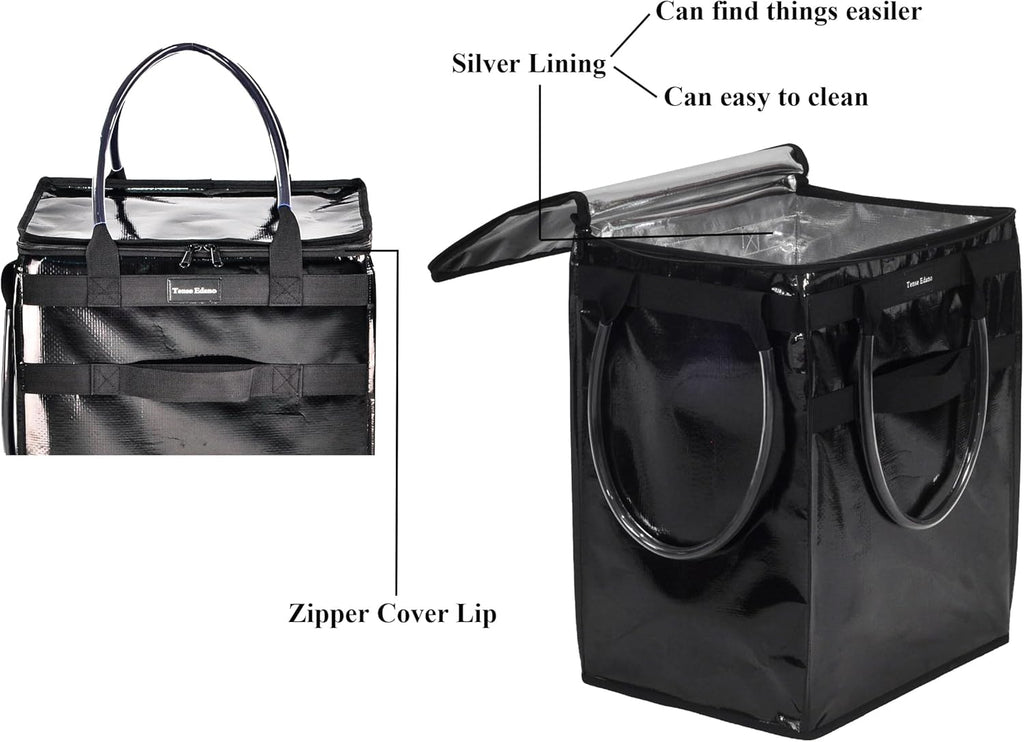 Grocery Bag On Wheels Large Capacity Shopping Trolley Foldable Rolling Tote Bag with Heavy Duty Handle for Travel