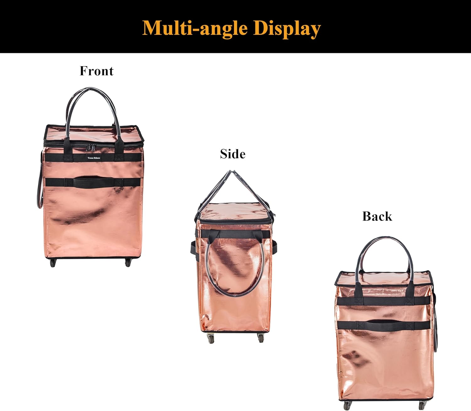 Grocery Bag On Wheels Large Capacity Shopping Trolley Foldable Rolling Tote Bag with Heavy Duty Handle for Travel
