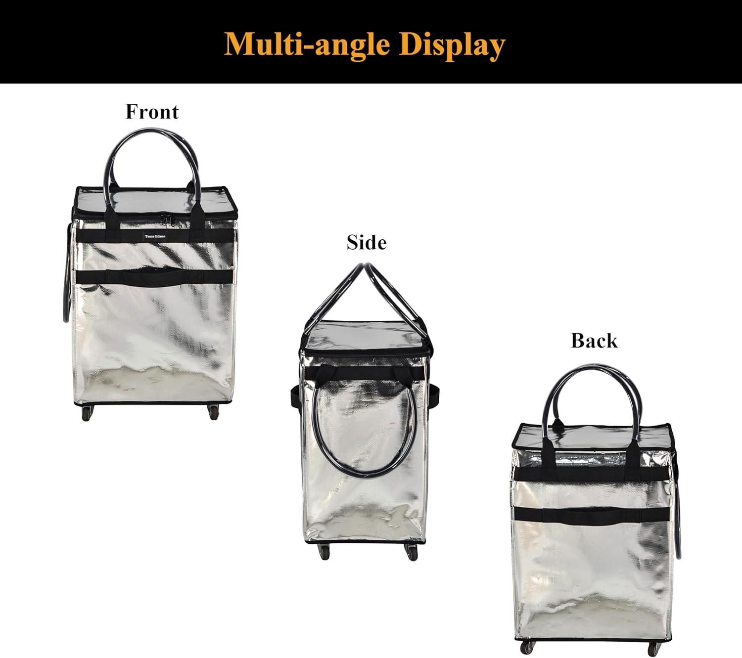 Grocery Bag On Wheels Large Capacity Shopping Trolley Foldable Rolling Tote Bag with Heavy Duty Handle for Travel