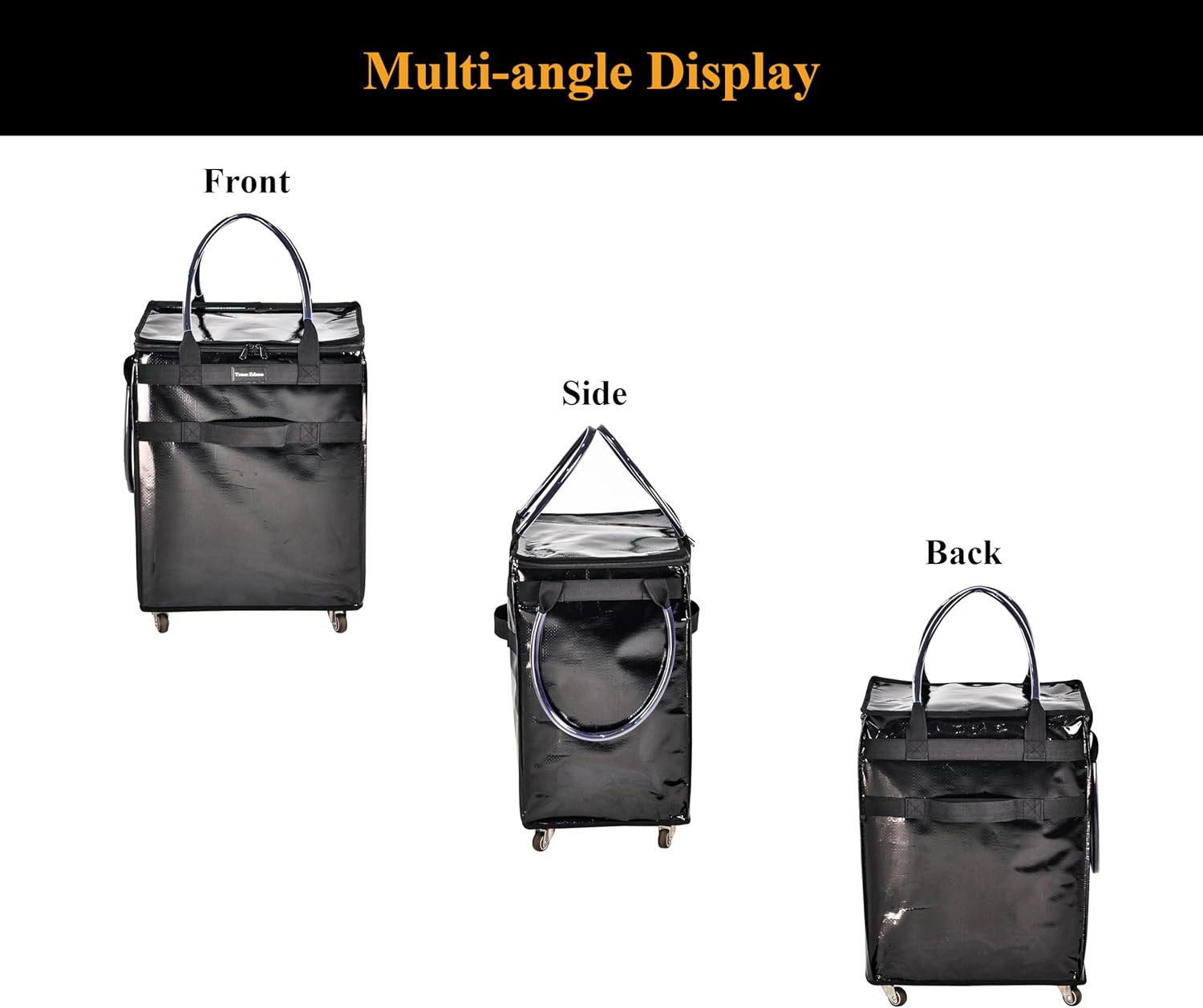 Grocery Bag On Wheels Large Capacity Shopping Trolley Foldable Rolling Tote Bag with Heavy Duty Handle for Travel