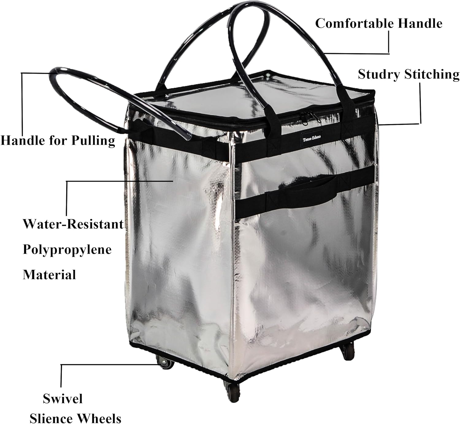 Grocery Bag On Wheels Large Capacity Shopping Trolley Foldable Rolling Tote Bag with Heavy Duty Handle for Travel